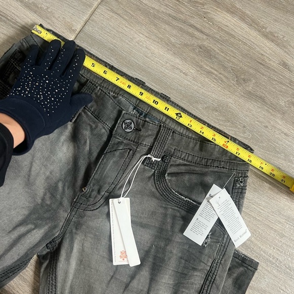 Rock Revival Armory Biker Faded Gray Distressed Embellished Jeans - Picture 11 of 17